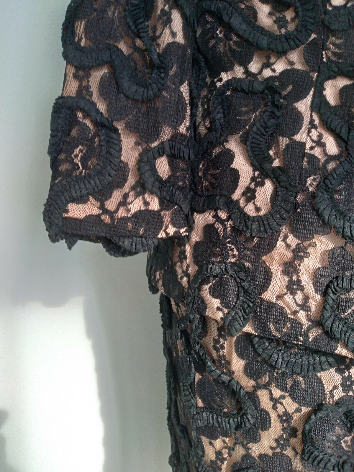 vintage sheer lace black dress and jacket with nu… - image 15