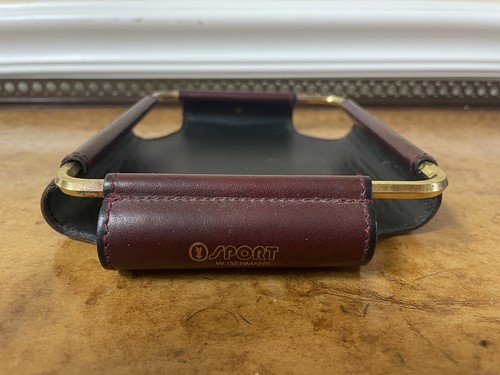 Vintage GOLDPFEIL Burgundy Leather & Brass Memo Tray - Picture 2 of 8