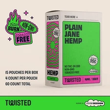 😎 TWISTED WRAPS 4 LEAF PACK 🔥 15 COUNT BOX 💚 60 ROLLING PAPERS 💚 PLAIN JANE