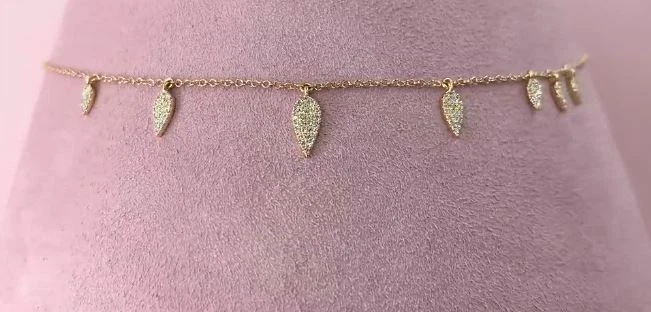 Pera Lágrima Colgante con Diamante 14K Oro Amarillo Redondo Pavé Mujer Natural - Imagen 2 de 3