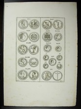 Antique Print Roman Coins Rom Franc Quirinus Offspring Stamp of the Louvre