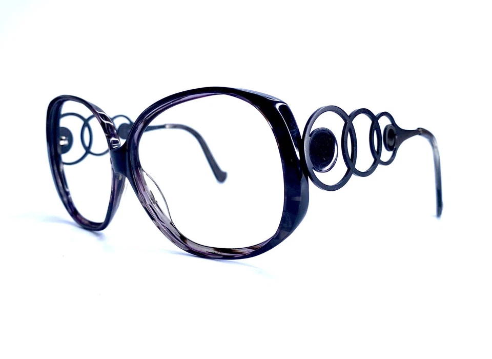 Gafas ovaladas de gran tamaño Cynthia Rowley negras grises mármol CR0256 58 14 130 de colección Foto 2 de 4