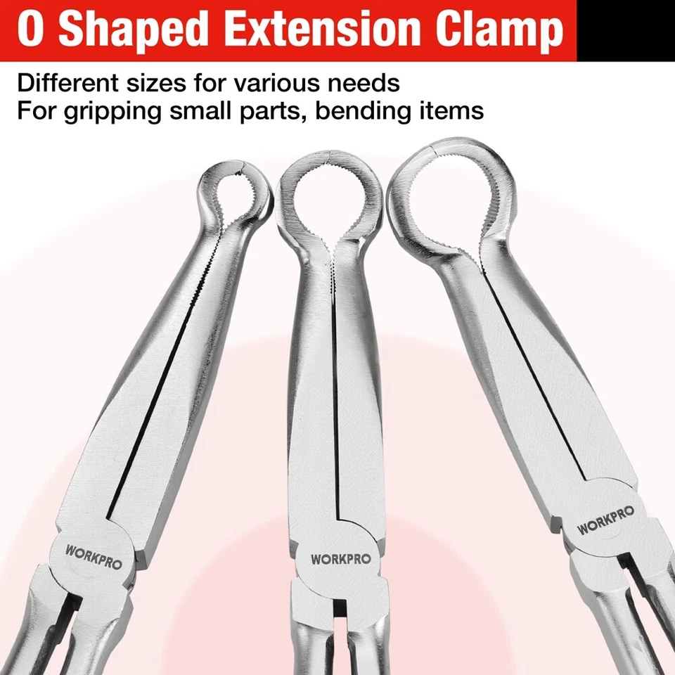 WORKPRO 3PC Long Reach Hose Grip Pliers Set 11" Ring Nose Hose Gripper Plier USA - Image 3 of 4