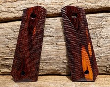 Colt 1911 Full Size Custom Hand Made Ebony Black Apple Burl Wood Grips Ambi Cut