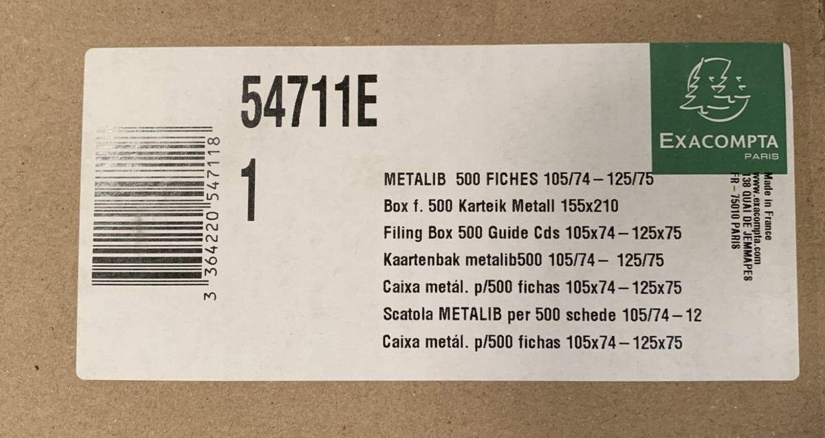 Filing Boxes Exacompta - Vertical Record Card Filing Box - 155 X 110 X ...