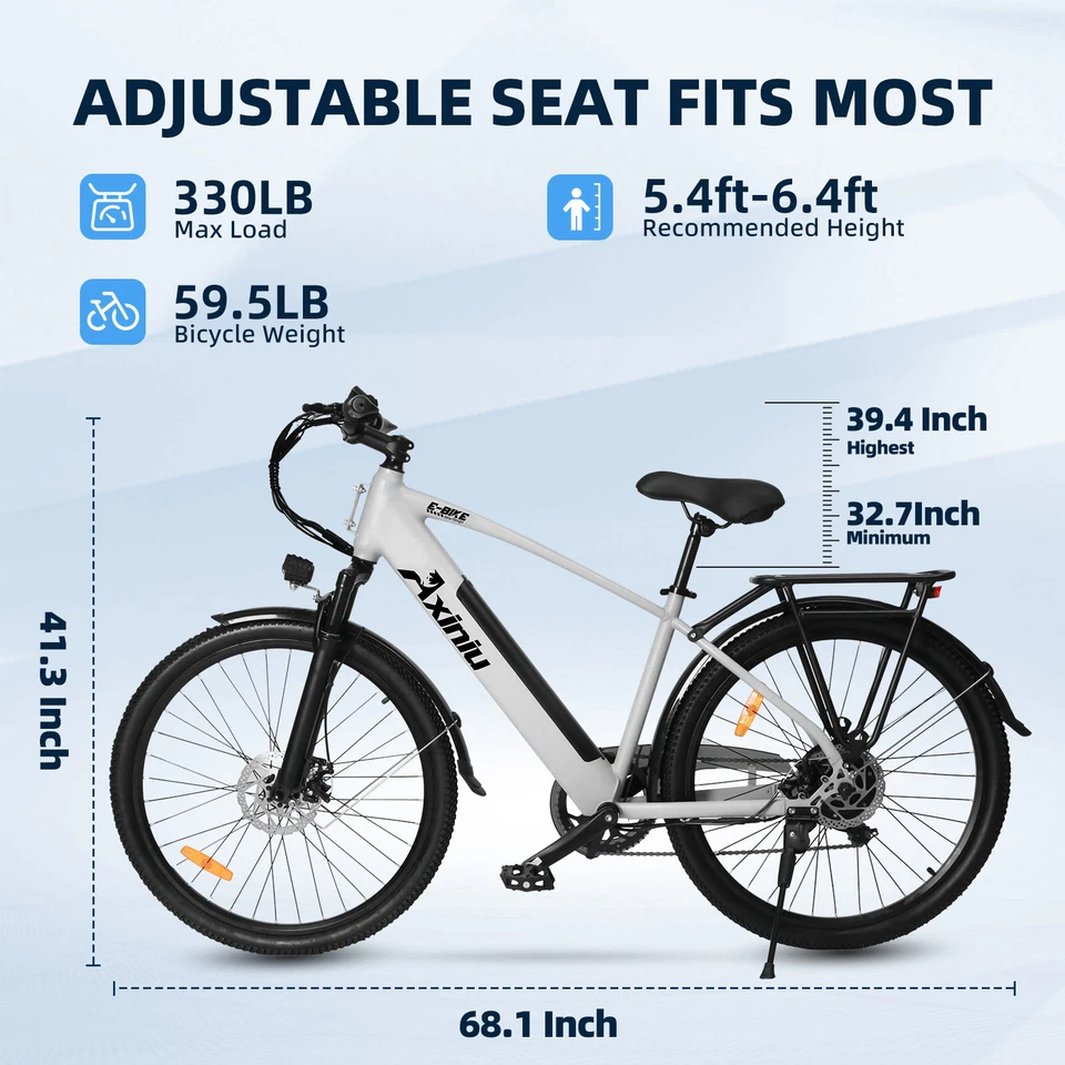 26" Peak 750W Ebike 36V Electric Bicycle 25Mph Motor Commuter Mountain Bike - Image 3 of 4