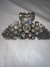 Silver metal flower crystal hair claw clip Bridal Accessories Classy Collection