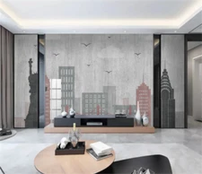 3D City Bird Cartoon Self-adhesive Removeable Wallpaper Wall Mural