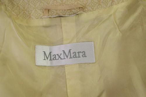 Max Mara Beige Floral One Button Linen Lined Blazer Cape Coat Jacket Size USA 8 - Picture 15 of 17