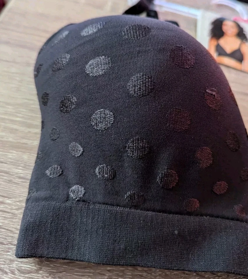 *New* Hanes Ultimate Perfect Coverage Wirefree Black Dot Bra Size XL Style HU08 - Image 2 of 4