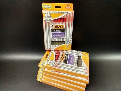 6 boxes of 10 BIC Cristal Xtra Smooth Ball Pen, Medium Point (1.0mm), Red