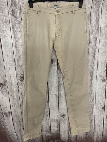 ACNE Mens GUY Chinos Trousers LONG LEG W34 L36 Light Khaki - Slim Fit -  READ - Picture 1 of 19