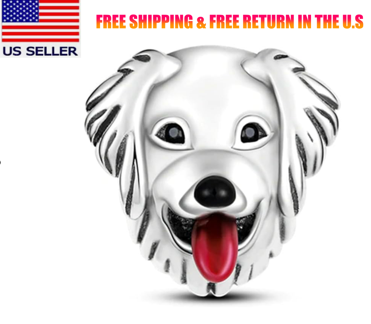 Golden Retriever Charm For Bracelet,Dog Charm,Sterling Silver