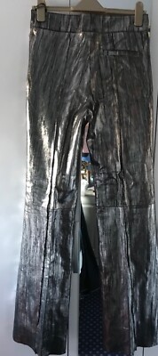 STAND STUDIO  Metallic PEUTEREY  Leather  Trousers Size S IT Size 36  - BNWT
