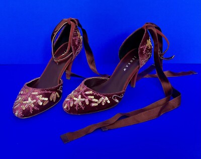 Damenschuhe Jigsaw cranberryrot verziert d orsay Anlass Absatzschuhe EU 36 UK 3