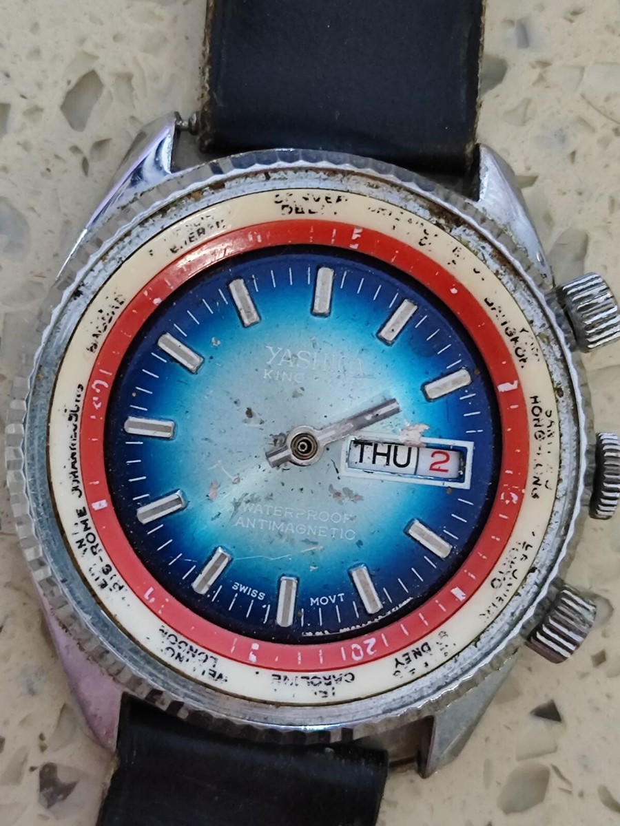 YASHICA King Diver Men's Watch Hand wind Swiss Movement for part's