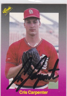 1989 Classic #185 Cris Carpenter Cardinals Signed Auto IP Free Shipping!