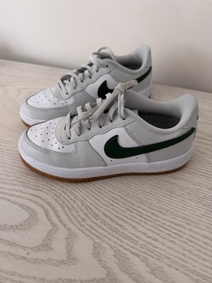 Nike Force 1 Boys' Sneakers White Gray Green Leather Low Top Athletic Shoes