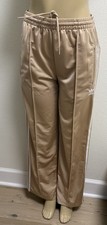 Women  s Wide Leg Adidas Track Pants Tan W/White Sz Small 8-10 Fits Loose NWOT