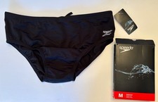 Speedo Męski strój kąpielowy Figi Wytrzymałość Czarny Solidny Dorosły 38 Fabrycznie nowy z metką