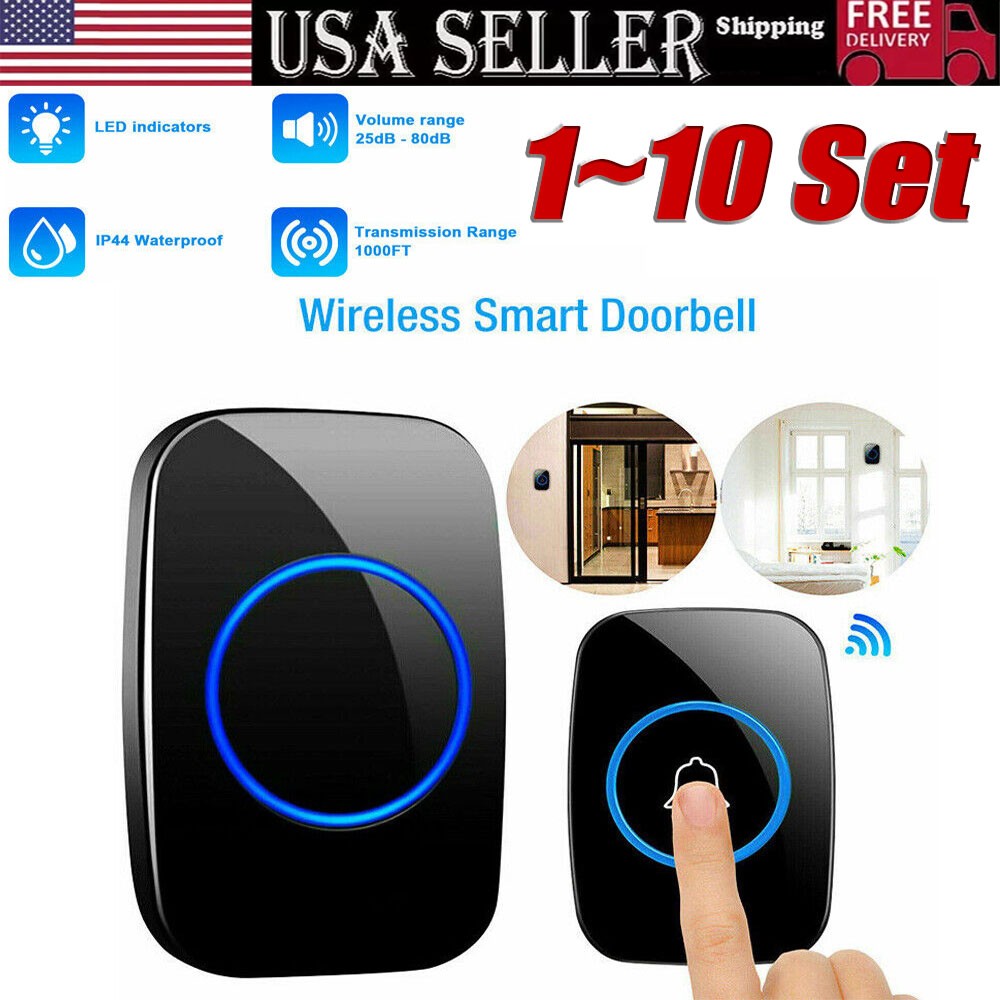 Wireless Doorbell Chime Waterproof  Receiver Adjustable Volu