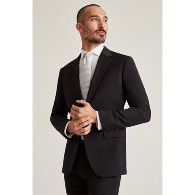 FLAWED Bonobos Slim Fit Black Jetsetter Wool Blazer Jacket, Men's Size 36R, $400