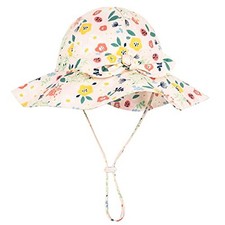 Baby Girl Sun Hat with UPF 50 Outdoor Adjustable Beach 6-12 Months Light Pink