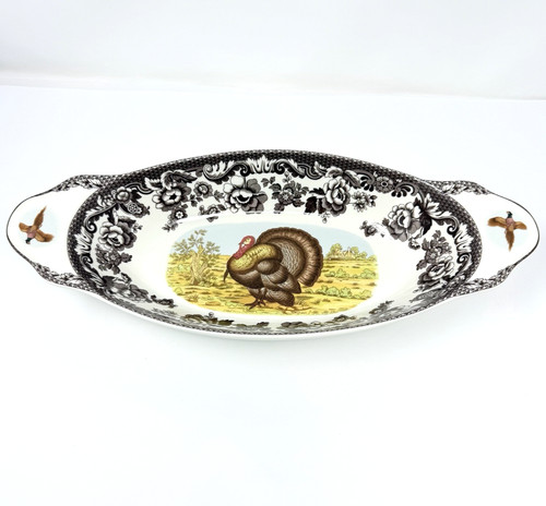 Spode Woodland Bread Tray Plate Dish Turkey 15"x7"