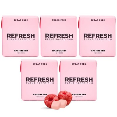 Refresh Gum Raspberry Xylitol Chewing Gum 12 Count Pack of 5