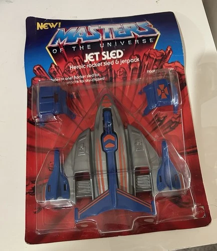VINTAGE 1985 MATTEL MASTERS OF THE UNIVERSE HEMAN FIGURE JET SLED SEALED ON CARD