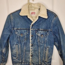 Vintage Levi's Sherpa Lined Denim Trucker Jacket Mens 36R Blue 80s Warm