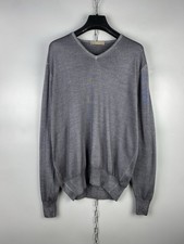 Cruciani Herren V-Ausschnitt Pullover M Grau Feinstrick Made in Italy