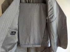 Paul Dione 2-Pc Suit Men 50L Light Gray Pinstripe 3-Button Wool 42x29 Pants READ