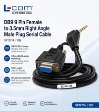 L-COM DB9 9 Pin Female to 3.5mm Right Angle Male Plug Serial Cable SP12714 10ft