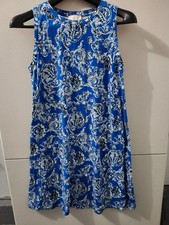 Ann Taylor Loft Dress Womens M Blue Sleeveless Paisley Modal Blend Stretch Boho