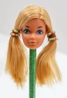 Vintage Malibu PJ Doll Head Only W/Original Pigtails & Hair Beads 1971 Mattel