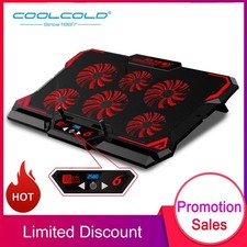 COOLCOLD 17 Gaming Laptop Cooler w/ 6 Fans LED Screen Dual USB 2600RPM Stand