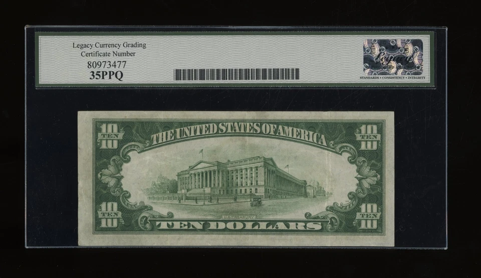 DBR 1934 $10 DGS FRN Chicago STAR Fr. 2005-Gdgs* Legacy 35 PPQ Serial G00848151* - Image 2 of 2