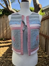 Vintage Boho Cottage Core Hand Quilted Reversible Patchwork Vest