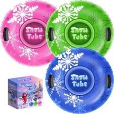 Super Value 3 Pack 36" Inflatable Snow Sled for Kids  Adults, Heavy Duty Sled