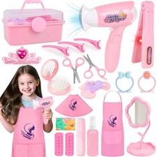 Hair Salon Toys for Girls, Kids Pretend Hair Styling Kit with Realistic