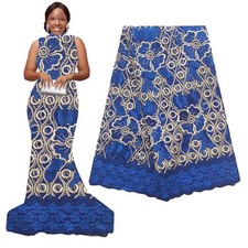 African Lace Fabric 5 Yards 2023 White Nigerian Lace Fabric Weddings Teal Gre...