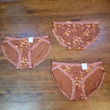  3 Auden Womens Medium 8-10 Cotton Bikini Underwear Target M Brown Lace