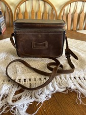 Vintage Service Brown Stitched Leather Camera Case Strap