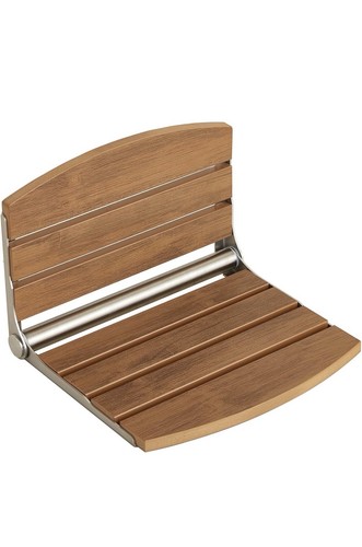 17.5" Folding Shower Seat Wall Mounted,Foldable Shower Bench,Fold Down (Teak)