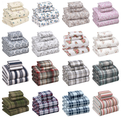 100% Cotton Flannel Sheet Set Deep Pockets Breathable Warm 170 GSM Soft Cozy