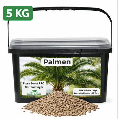 Palmen Dünger Flora Boost PRO 5 Kg | Gartendünger NPK 7-4-6 (+2 Mg)