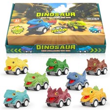 Dinosaur Toys for Kids 3-5, 8 Pcs Dinosaur Monster Truck Pull Back Cars, Fric...