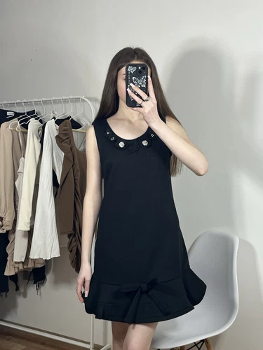 Abito MIU MIU Designer Night con fiori sul colletto e fiocco taglia M