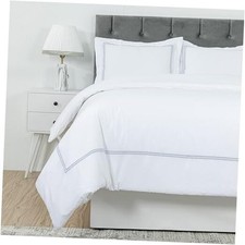 White Duvet Cover 100 Cotton Sateen T300 Embroidered Queen Chevron Navyblue